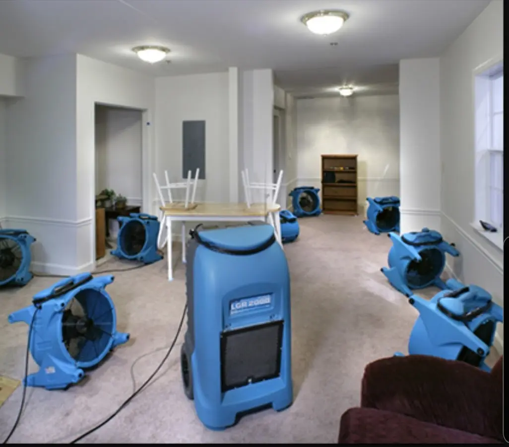 Air movers and dehumidifier setup for Water Extraction & Removal in Bonham